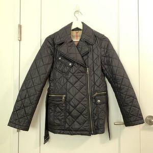 Burberry brit quilted biker jacket